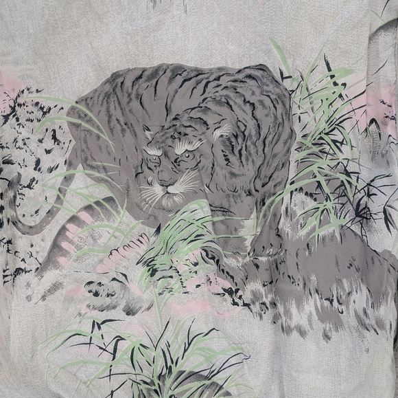 Vintage Women's Grey Tiger All over Print Winter Coat Size Large Y2K - Picture 10 of 14